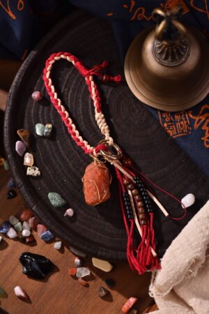 Blazing Courage Five Elements Fire Crystal Pendant - Gold-Wrapped