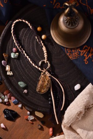 Rooted Stability Five Elements Earth Crystal Pendant - Gold-Wrapped Rooted Stability Five Elements Earth Crystal Pendant - Gold-Wrapped