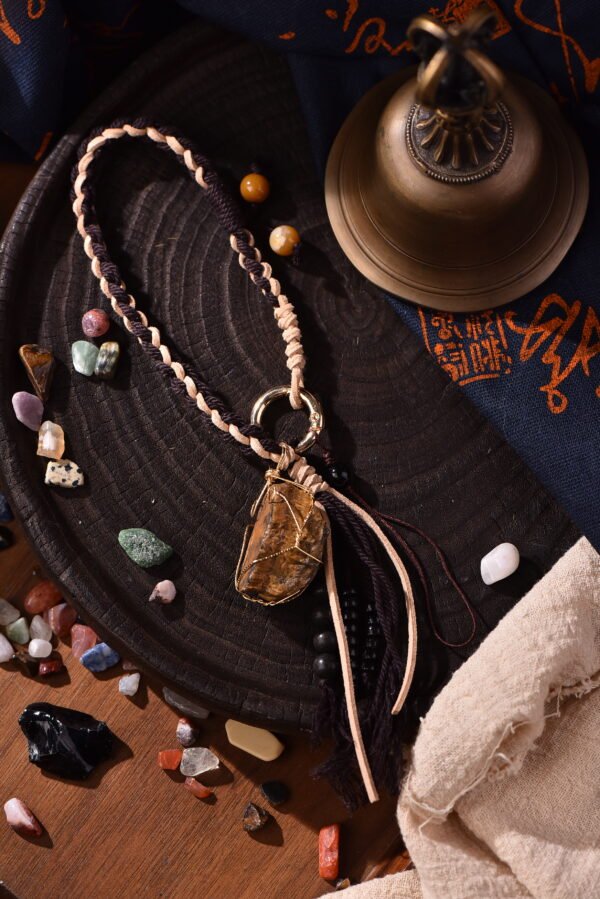 Rooted Stability Five Elements Earth Crystal Pendant - Gold-Wrapped