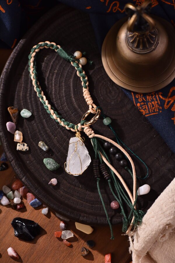 Nourish Renewal Five Elements Wood Crystal Pendant - Gold-Wrapped