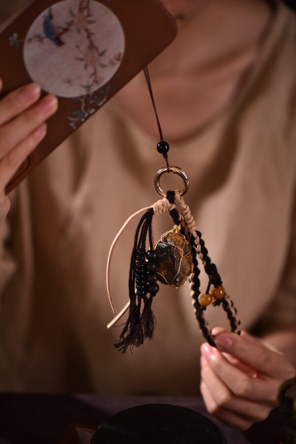 Rooted Stability Five Elements Earth Crystal Pendant - Gold-Wrapped