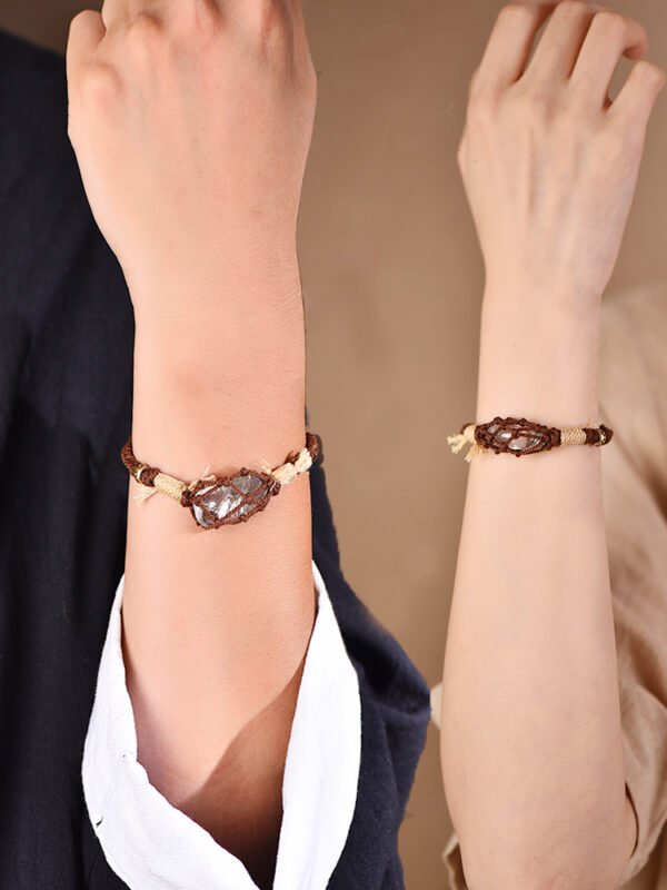 Nature-Bound Harmony Couple's Raw Crystal Bracelet - Green Phantom