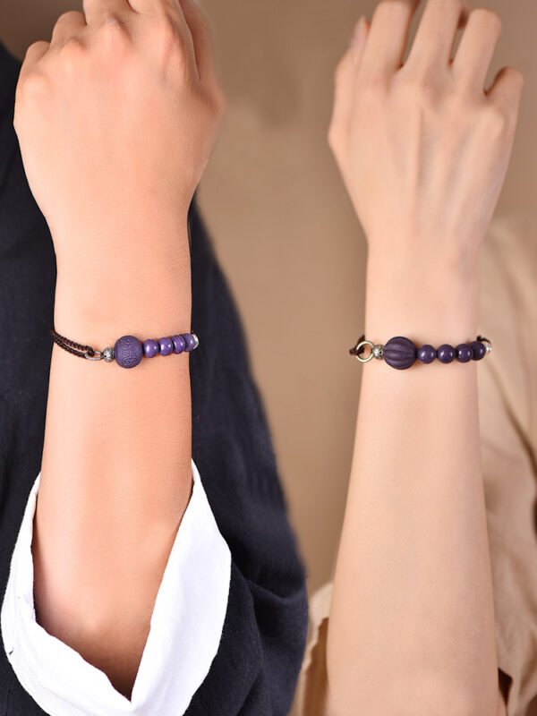 Long-Lasting Aroma Couple's Herbal Bracelet - Purple Beads 12 Herbs