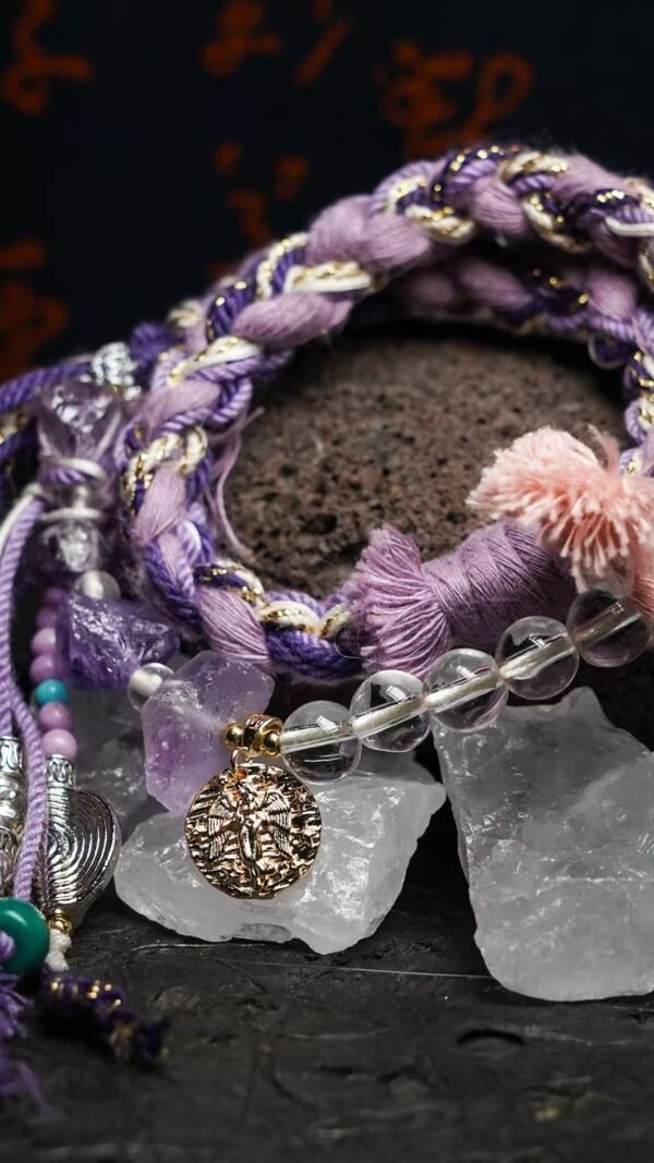 Virgo Earth-Weaved Grace Bracelet - Purple & Cream