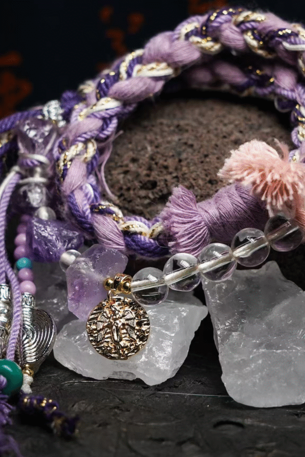 Virgo Earth-Weaved Grace Bracelet - Purple & Cream