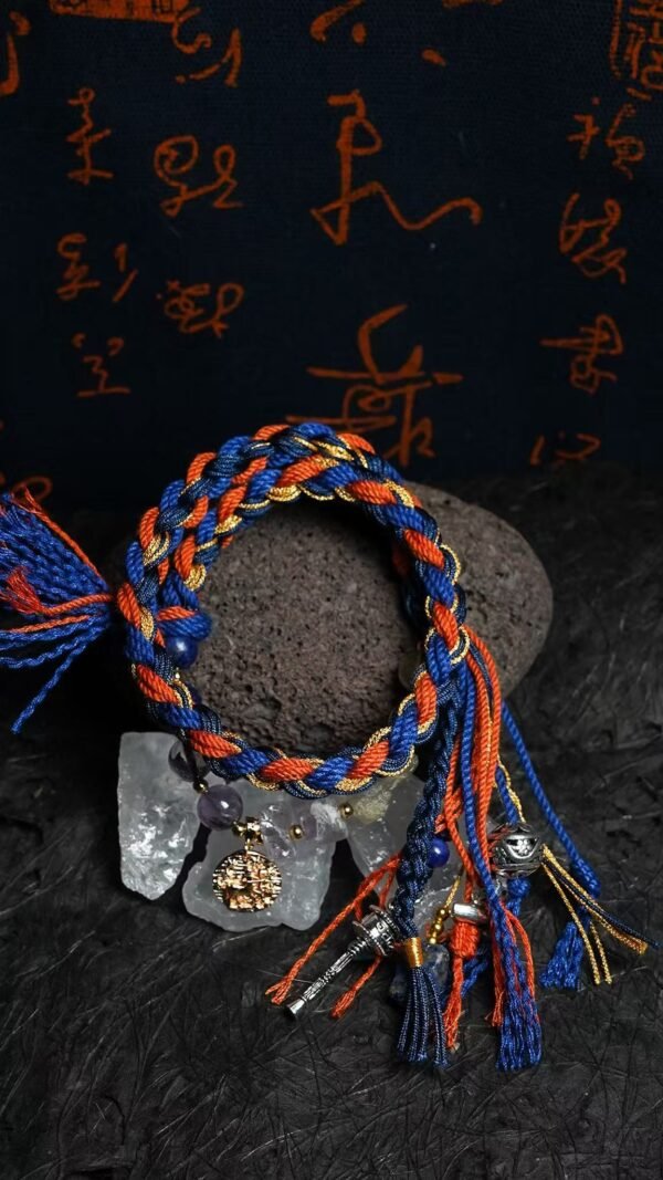 Sagittarius Flame-Weaved Adventure Bracelet - Deep Blue & Gold