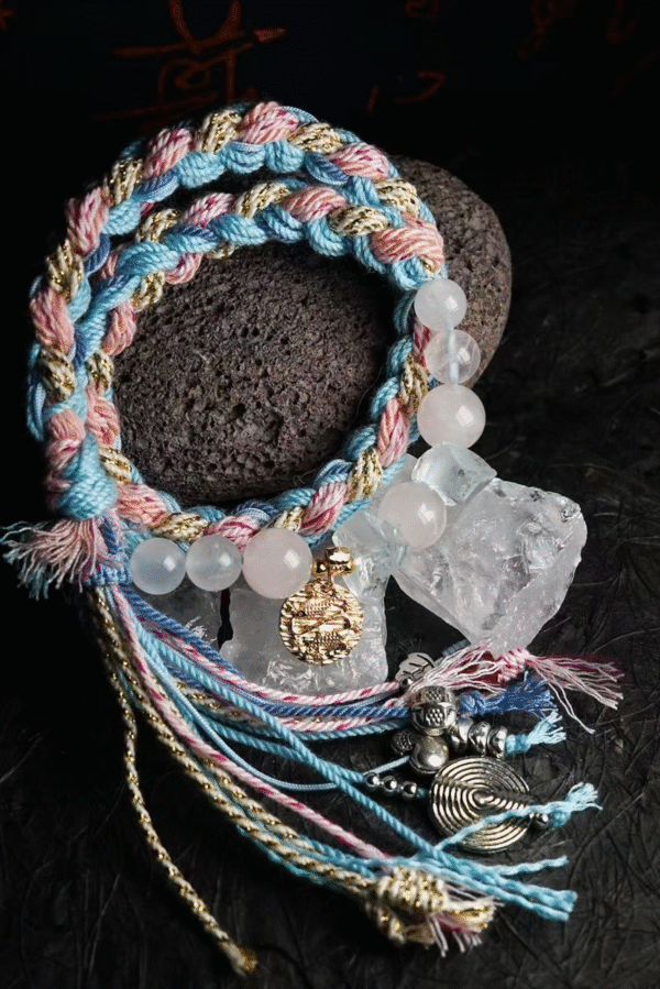 Pisces Tide-Weaved Dream Bracelet - Light Blue & Blush
