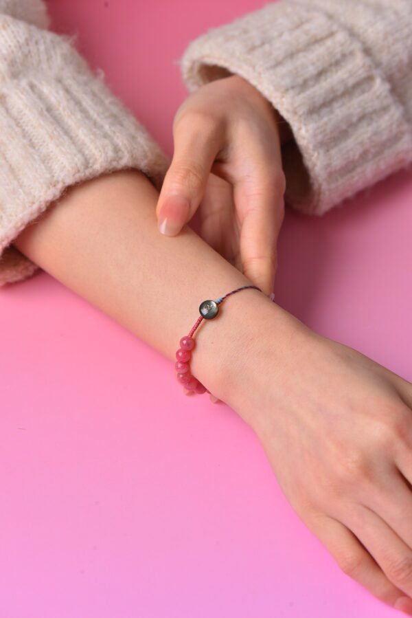 Libra Sparkle Cord Bracelet - Rhodonite & Red Rabbit Hair Crystal Libra Sparkle Cord Bracelet - Rhodonite & Red Rabbit Hair Crystal