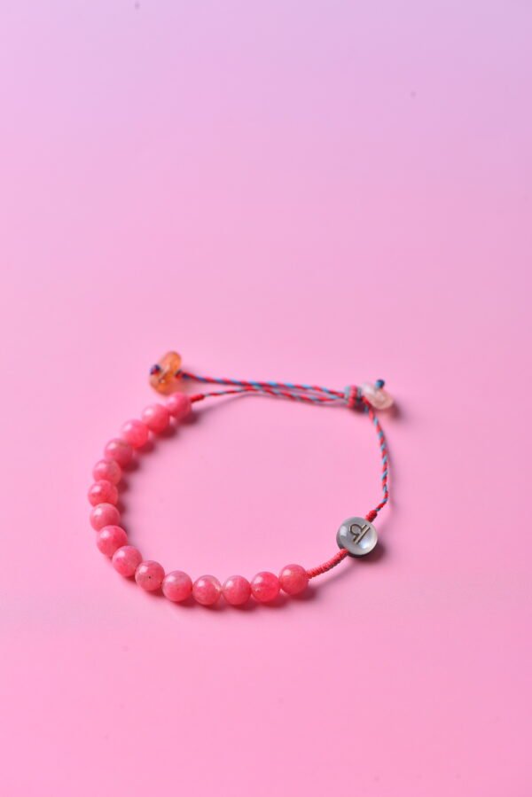 Libra Sparkle Cord Bracelet - Rhodonite & Red Rabbit Hair Crystal Libra Sparkle Cord Bracelet - Rhodonite & Red Rabbit Hair Crystal