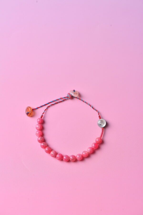 Libra Sparkle Cord Bracelet - Rhodonite & Red Rabbit Hair Crystal Libra Sparkle Cord Bracelet - Rhodonite & Red Rabbit Hair Crystal