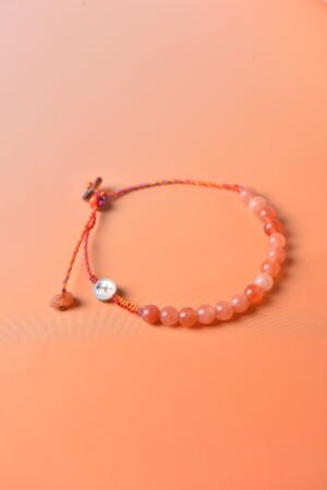 Sagittarius Sparkle Cord Bracelet - Sunstone & Red Rabbit Hair Crystal
