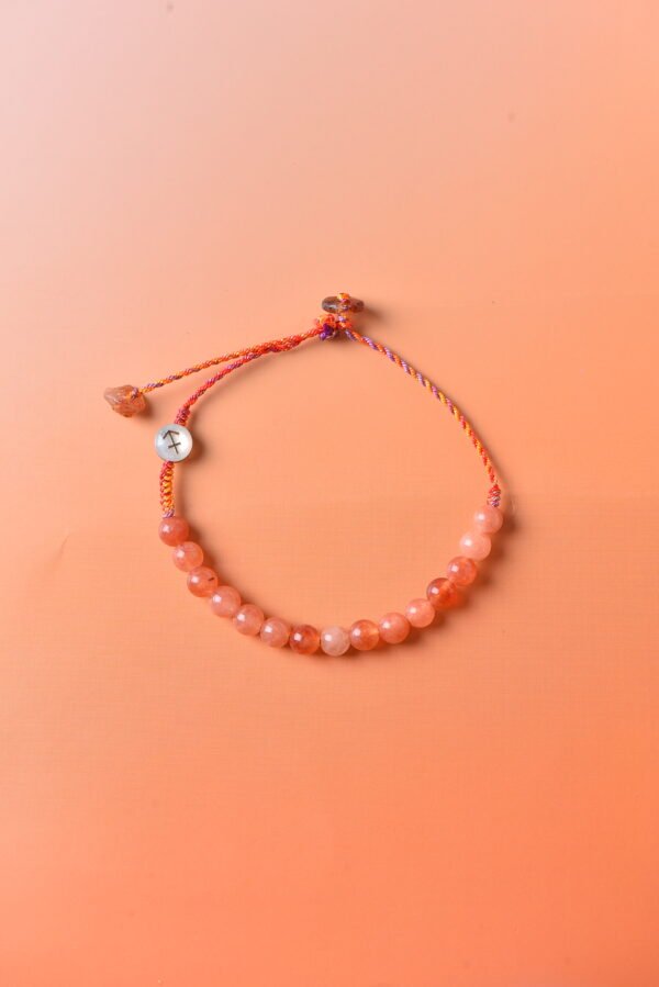 Sagittarius Sparkle Cord Bracelet - Sunstone & Red Rabbit Hair Crystal Sagittarius Sparkle Cord Bracelet - Sunstone & Red Rabbit Hair Crystal