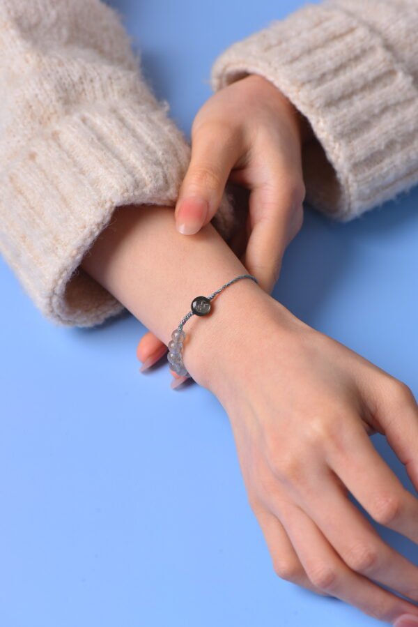 Aquarius Sparkle Cord Bracelet - Gray Moonstone & Aquamarine