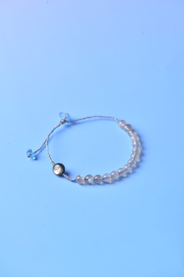 Aquarius Sparkle Cord Bracelet - Gray Moonstone & Aquamarine