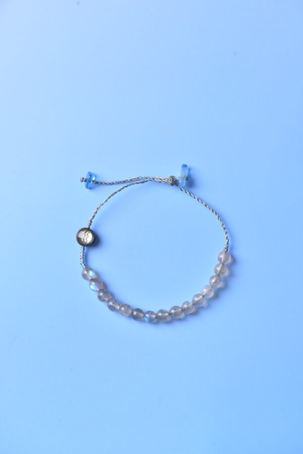 Aquarius Sparkle Cord Bracelet - Gray Moonstone & Aquamarine