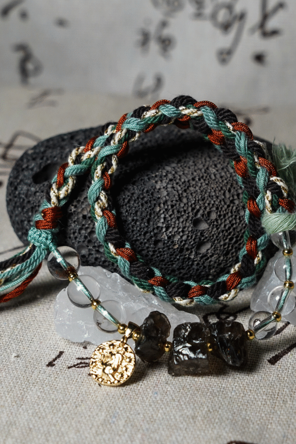 Capricorn Earth-Weaved Steadfast Bracelet - Deep Brown & Forest Green