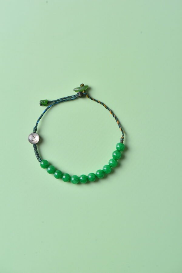 Taurus Sparkle Cord Bracelet - Green Jade & Green Crystal