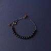 Capricorn Sparkle Cord Bracelet - Obsidian & Black Rutilated Quartz