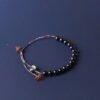 Capricorn Sparkle Cord Bracelet - Obsidian & Black Rutilated Quartz