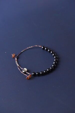 Capricorn Sparkle Cord Bracelet - Obsidian & Black Rutilated Quartz