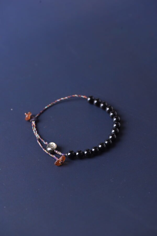 Capricorn Sparkle Cord Bracelet - Obsidian & Black Rutilated Quartz