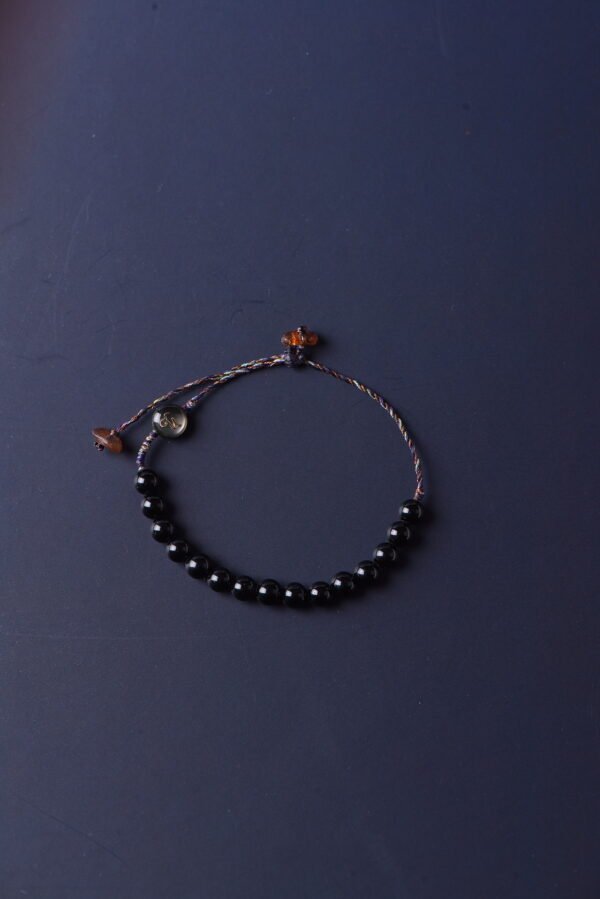 Capricorn Sparkle Cord Bracelet - Obsidian & Black Rutilated Quartz