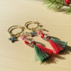 Festive Ancient Glass Transparent Bead Earrings - Christmas Edition