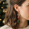 Festive Ancient Glass Transparent Bead Earrings - Christmas Edition