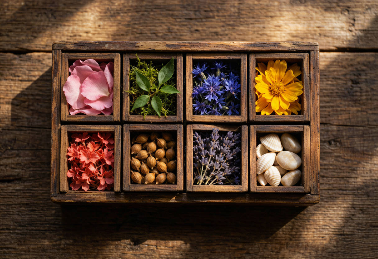 handwoven jewelry color specimen box with eight natural palette drawers — Color Stories by TibetanTwist